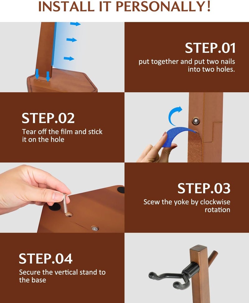 STRICH Wooden Cello Stand with Bow Holder, Heavy-Duty Floor-Standing Display Stand, Cello Wood Floor Stand for 1/2, 1/4, 3/4, 4/4,1/8, 7/8 Full Size, for Home and Studio - Image 5